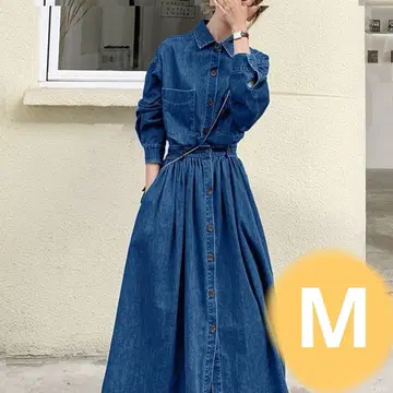 M 데님풍 원피스 성숙/러블리 루즈핏 실루엣 외출 코디