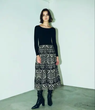 그레이스 콘티넨탈 플라워 플리츠 니트 원피스