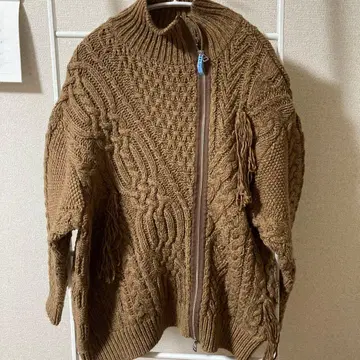 RBS 빔즈 프린지 W 지퍼 케이블 니트 자켓