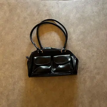 grunge double pocket shoulder bag black