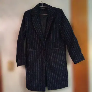 네이비 스트라이프 체스터 코트