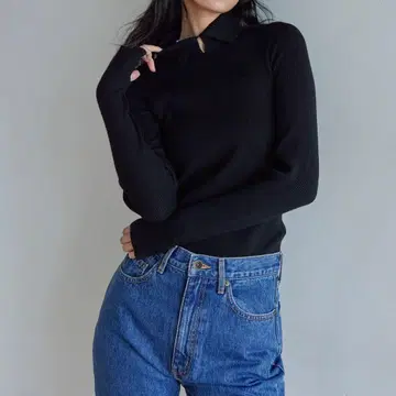 시루무린 Multi 넥 RIB 니트탑