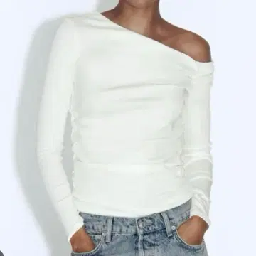 [ ZARA ] 개더 T셔츠 오프숄더