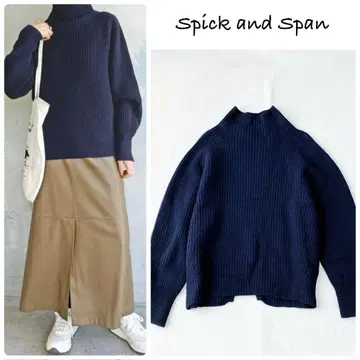 스픽 앤 스팬 23AW  터틀 백 슬릿 풀오버 니트