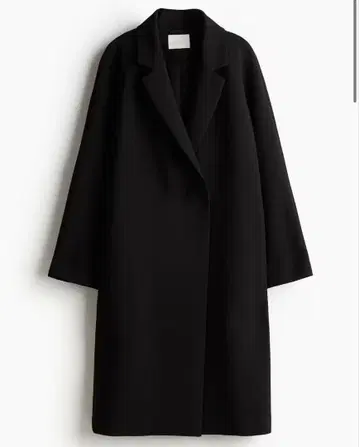 H&M 무릎 길이 스코트 롱 코트 블랙 체스터 코트