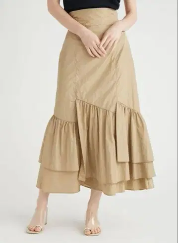[택 포함 미사용] 셀퓨어드 워셔블 프릴 디자인 머메이드 스커트