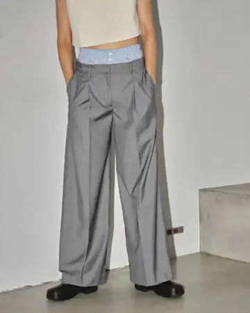 Double Waist Trousers 다크 그레이 36
