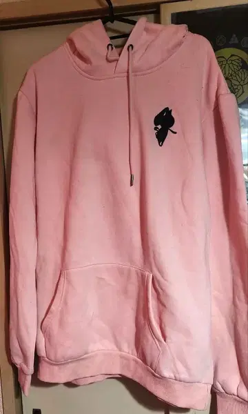 NieR 핑크 XXL 후드티 블랙 로고 자수