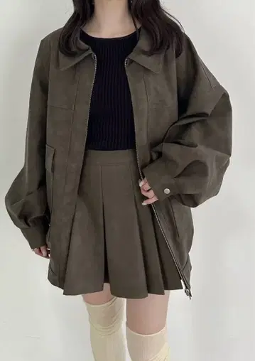 인조 가죽 big 블루종