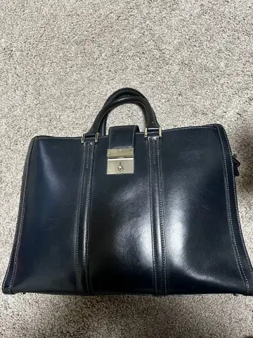 만소 가죽 비즈니스 백 네이비