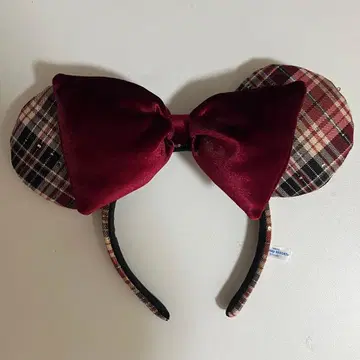디즈니 미니 체크 무늬 머리띠