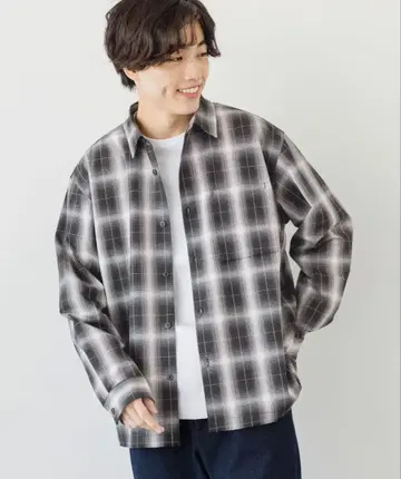 GLOBAL WORK 어반 옴브레 셔츠 블랙 긴팔