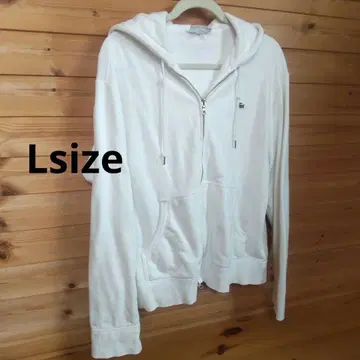 LACOSTE 화이트 집업 후드티 US L