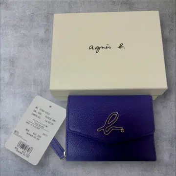 미사용 agnes b. 에네스베 3단 폴더형 지갑 퍼플 보라색 컴팩트
