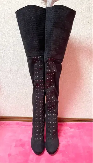 가을/겨울 LIP SERVICE 블랙 스웨이드 싸이하이 부츠 L 사이즈