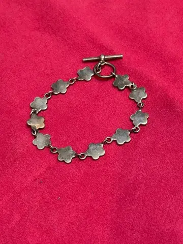 실버 클로버형 팔찌 약 17cm