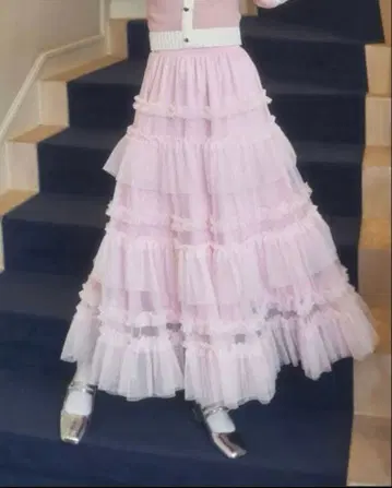 Lovilyn 티어드 샤샤 스커트 핑크