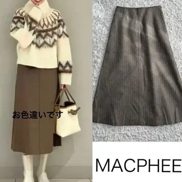 [ 새상품급 ] MACPHEE 맥피 울 나일론 플란넬 세미 플레어 스커트