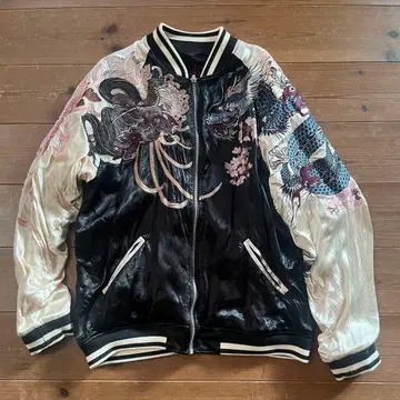 카라쿠리타마시 이키 스카잔 용 봉황 용 리버서블 일본풍 패턴 XL