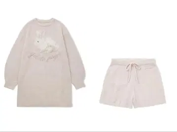 젤라피케 베비모코 토끼 원피스 숏팬츠 세트 핑크 토끼