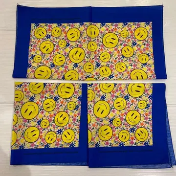 NOS 80s 스마일리 페이스 vintage 반다나 빈티지 3개