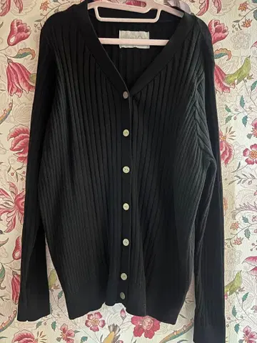 오샤레 워커 리브 니트 가디건 블랙 사이즈 2