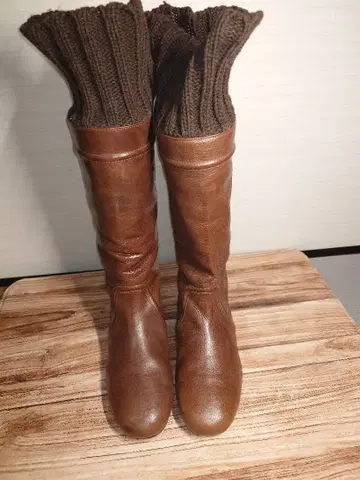 25.0cm WHERE IS YOUR KIT? 천연 가죽 롱 부츠