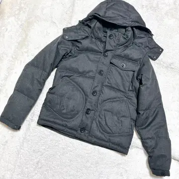 CAMP7 그레이 후드 다운 자켓 아웃도어 L