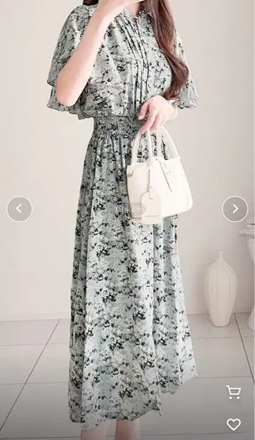 mily bilet 미위빌렛 플레어 슬리브 꽃무늬 원피스/블루 택 포함