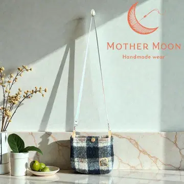 핸드메이드 handmade 울 체크 사선 크로스백