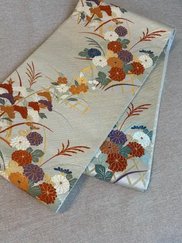 후쿠로 오비 육통 무늬 화문양 니시진 비단 포멀 세미 포멀 새상품급