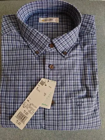 Golden Bear 블루 계열 체크 긴팔 셔츠 L