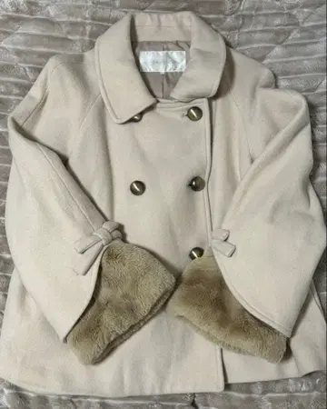 UNIVERSAL MUSE 인조 모피 포함 더블 브레스트 코트