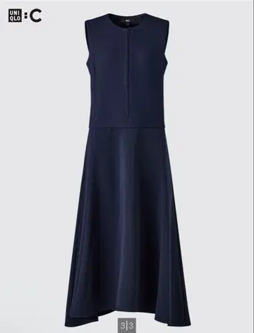 미사용 새상품 하프 지퍼 슬리브리스 원피스 유니클로C 블랙 M 사이즈