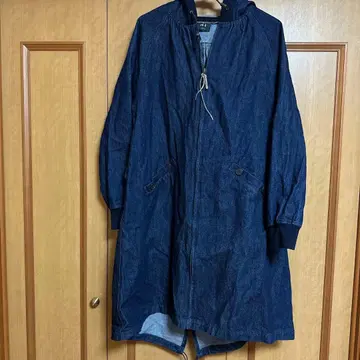 NORTHERN TRUCK 후드 부착 데님 롱 코트 L 사이즈