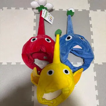 피크민 코스프레 모자 빨간색, 파랑, 옐로우 컬러 3종 세트