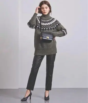 유나이티드 애로우즈 UNITED ARROWS 에코 가죽 팬츠 블랙