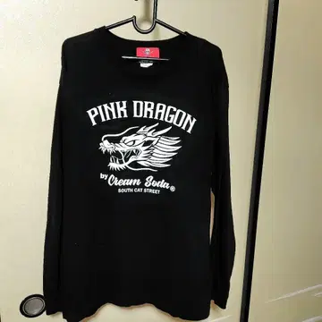 크림 소다, 핑크 드래곤 긴팔 T셔츠 (L) 블랙