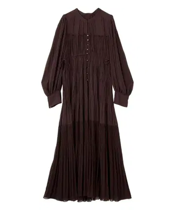 미사용 새상품 코코딜 개더 드로스트 티어드 원피스 다크 브라운