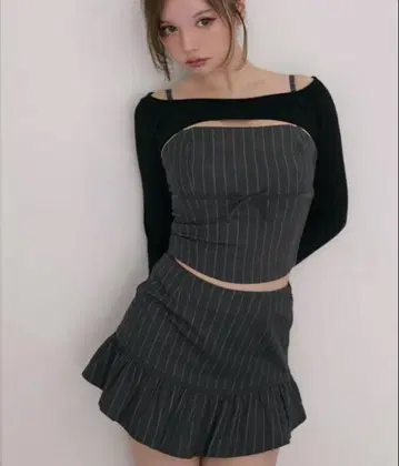 ANDMARY Dany 리본 니트 세트 업 그레이 S