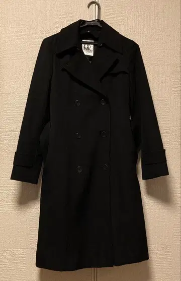 블랙 더블 브레스트 롱 코트