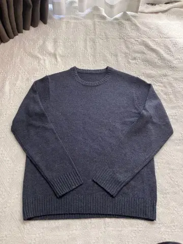 무인양품 울 100% 크루넥 니트 스웨터 그레이 M