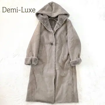 데밀크스 빔즈 페이크 무스탕 코트 롱 기장 M 후드 무지