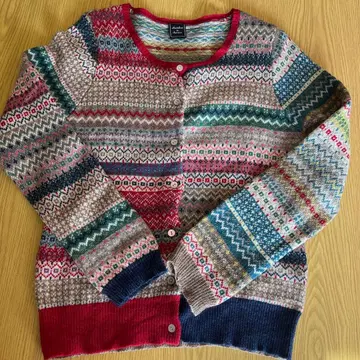 페어아일 패턴 울 가디건