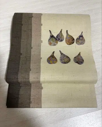 쿠와이 패턴의 세련된 츠무기 후쿠로 나고야 오비 o-71