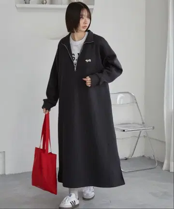 PENNEYS/별주 하프 지퍼 속기모 맨투맨 원피스