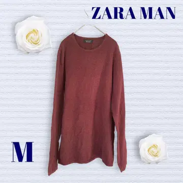 자라 남성용 상의 U넥 심플 무지 긴팔 크림슨 컬러 M 사이즈
