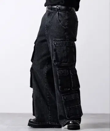 [ CLEL ] 3D 메니 포켓 데님 카고 팬츠