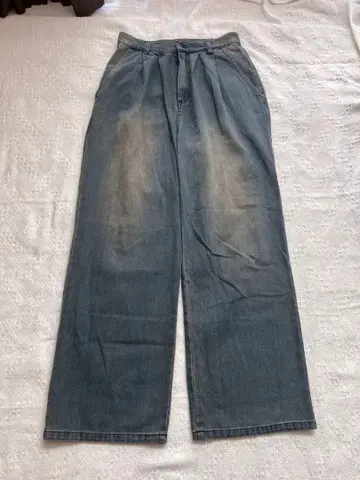 kir 데님 턱 와이드 팬츠