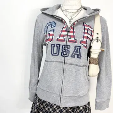 y2k 00s GAP 레어 USA 성조기 로고 지퍼 후드티